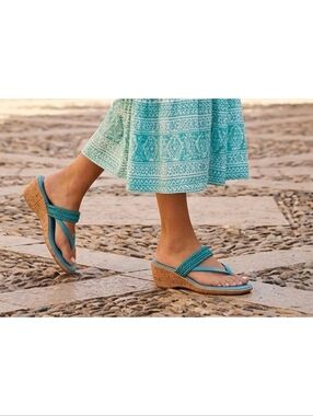 Italian Shoemakers Wedge Sandals Blue Size 9.5